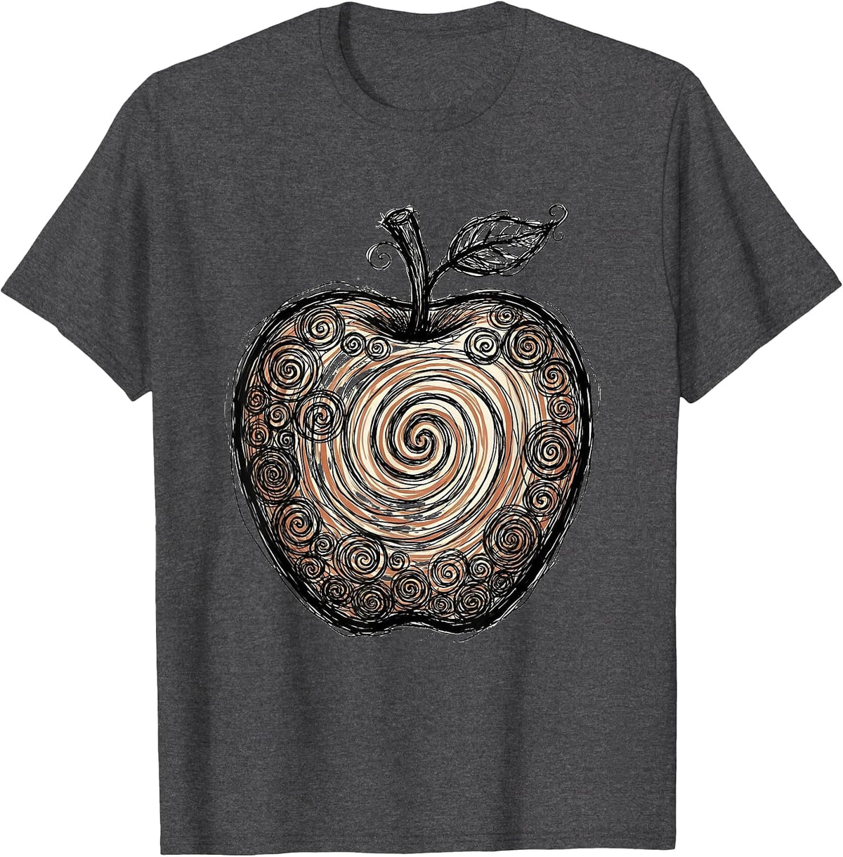 Men's Art Teacher Colorful Paint Swirl Apple Graphic T-Shirt - Dark Heather Grey