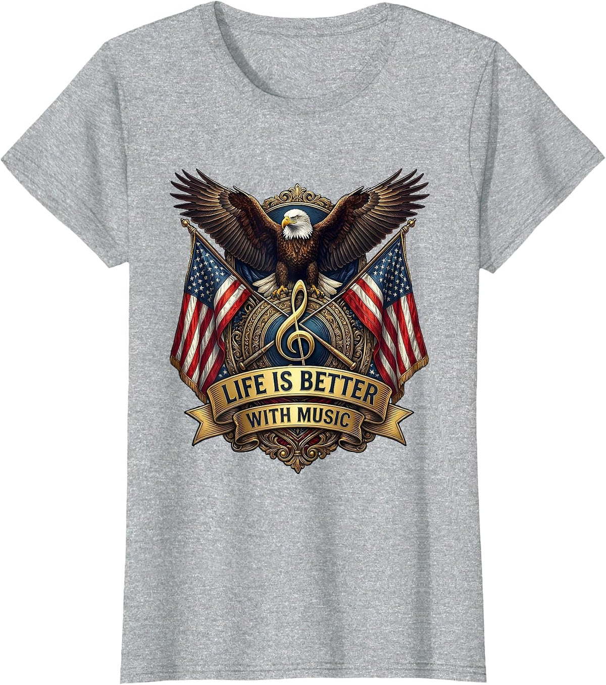 Life Is Better With Music Teacher Design T-Shirt - Heather Grey