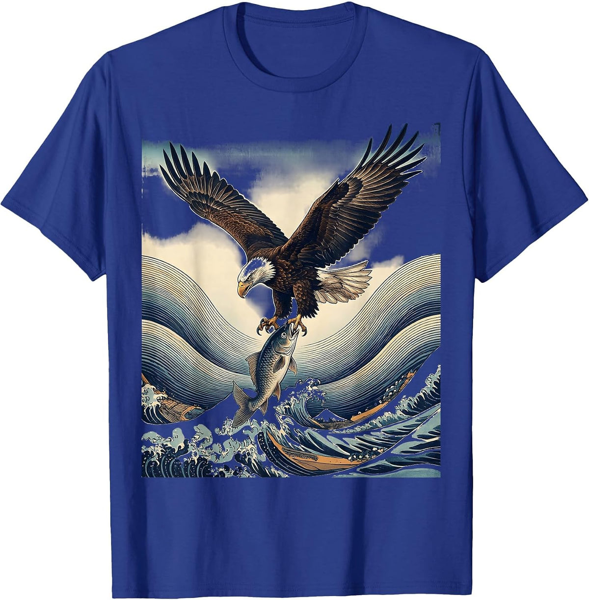 Men's Eagle Diving at Jumping Fish Fishing Graphic T-Shirt - Royal Blue