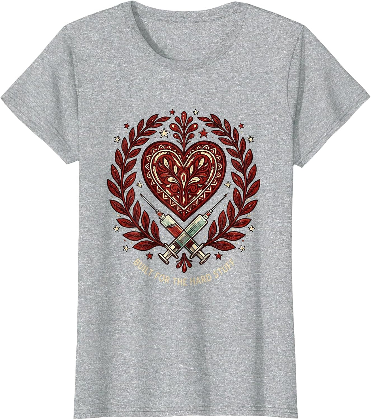 Built for the Hard Stuff Oncology Nurse Design T-Shirt - Heather Grey