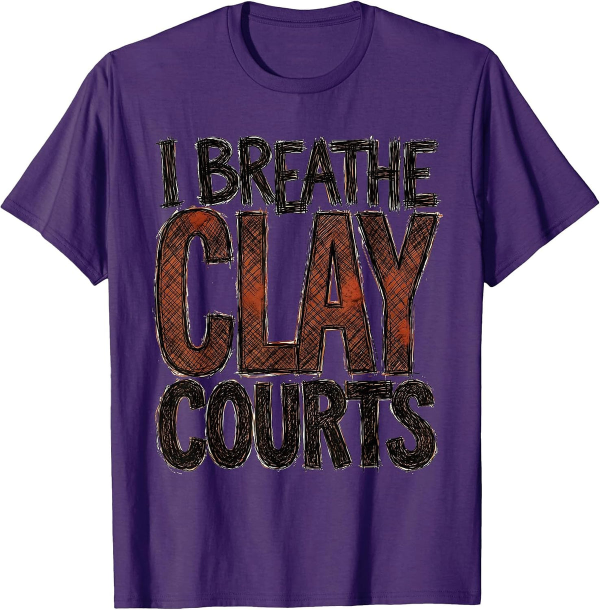 I Breathe Clay Courts Tennis Design T-Shirt - Purple