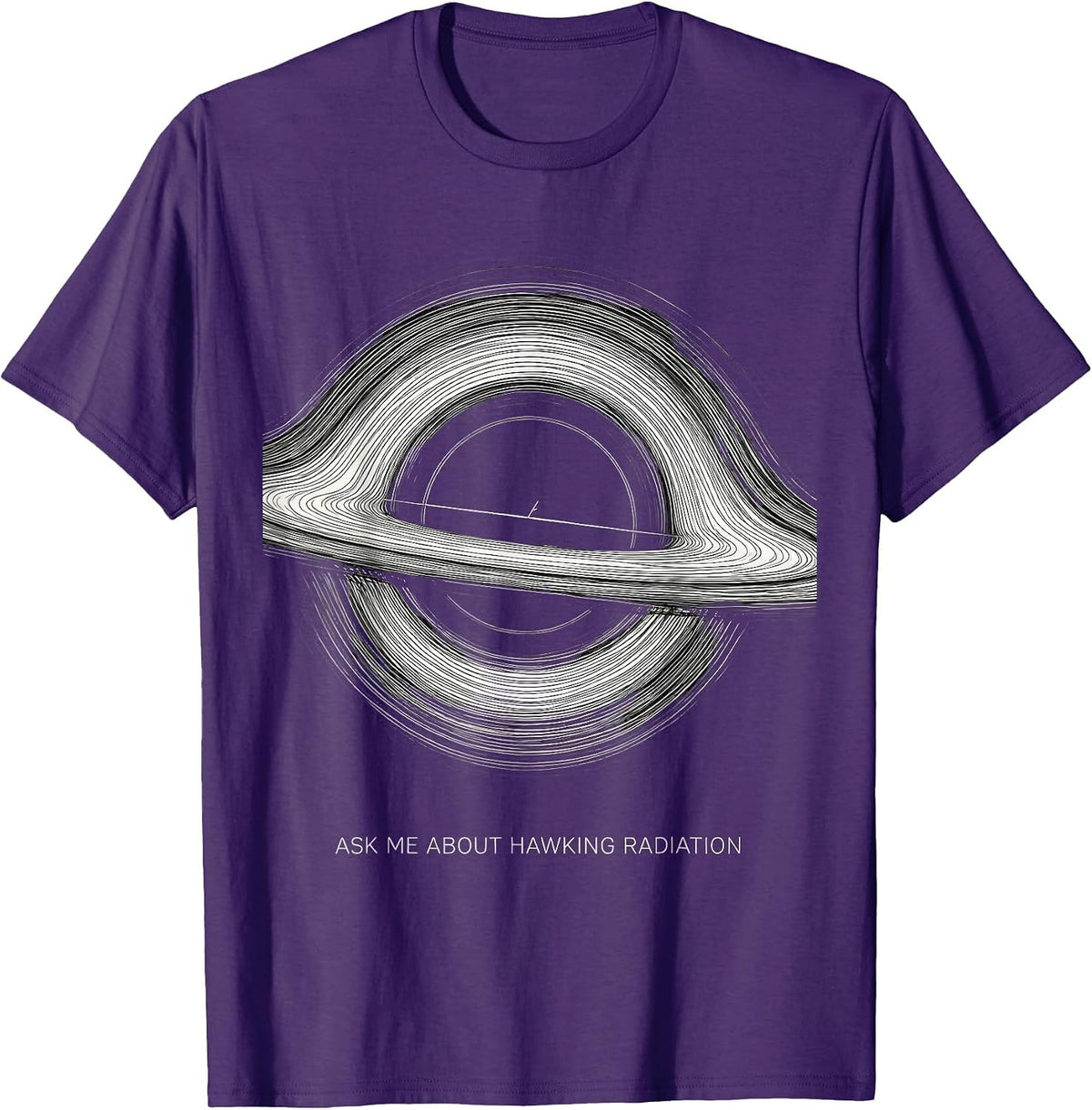 Ask Me About Hawking Radiation Line Art Physics Nerd T-Shirt - Purple