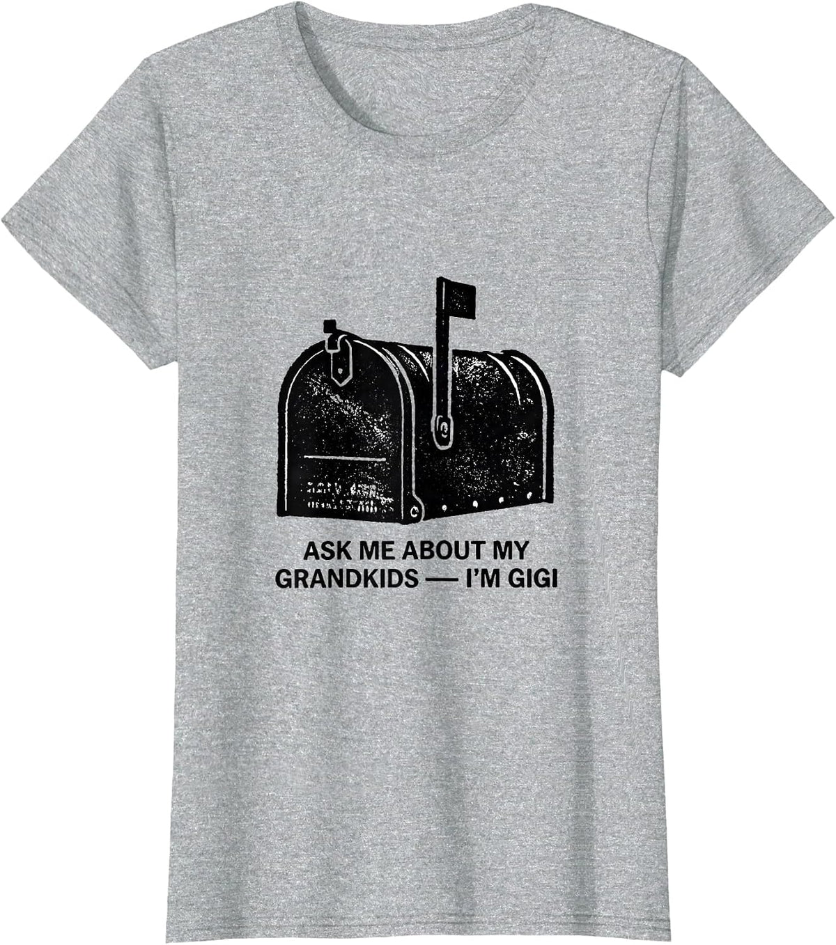 Ask Me About My Grandkids I'm Gigi Funny Grandma Stamp T-Shirt - Heather Grey