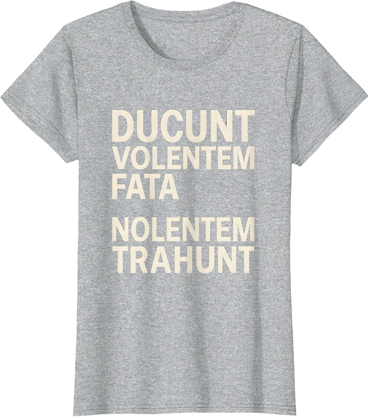 DUCUNT VOLENTEM FATA, NOLENTEM TRAHUNT Stoic Philosophy T-Shirt - Heather Grey