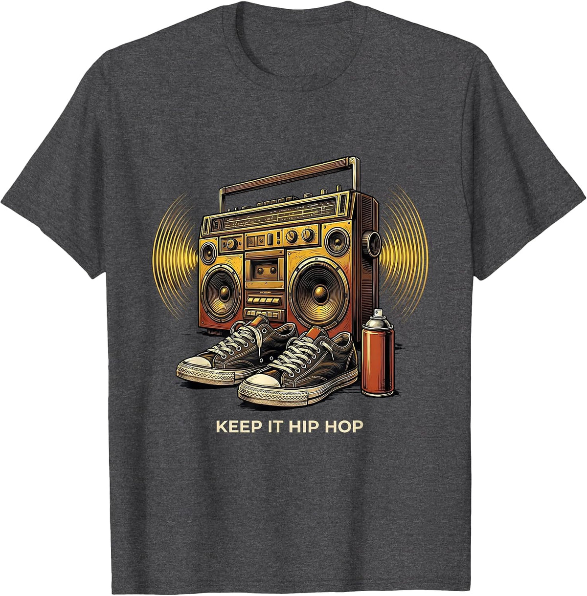 Keep It Hip Hop Bold Graphic Design T-Shirt - Dark Heather Grey