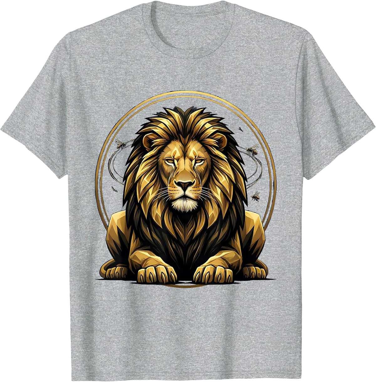 Men's Unbothered Sleeping Lion Ignoring Flies Graphic T-Shirt - Heather Grey