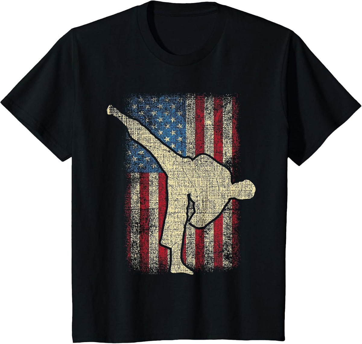 Patriotic USA Flag Karate Taekwondo Mixed Martial Arts MMA T-Shirt - Black