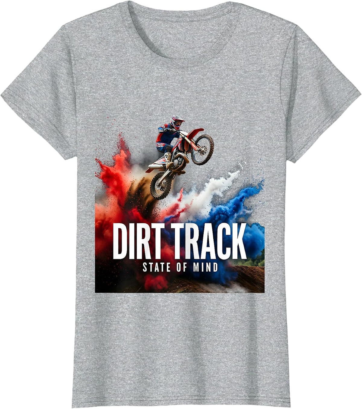 Dirt Track State Of Mind Motocross Design T-Shirt - Heather Grey