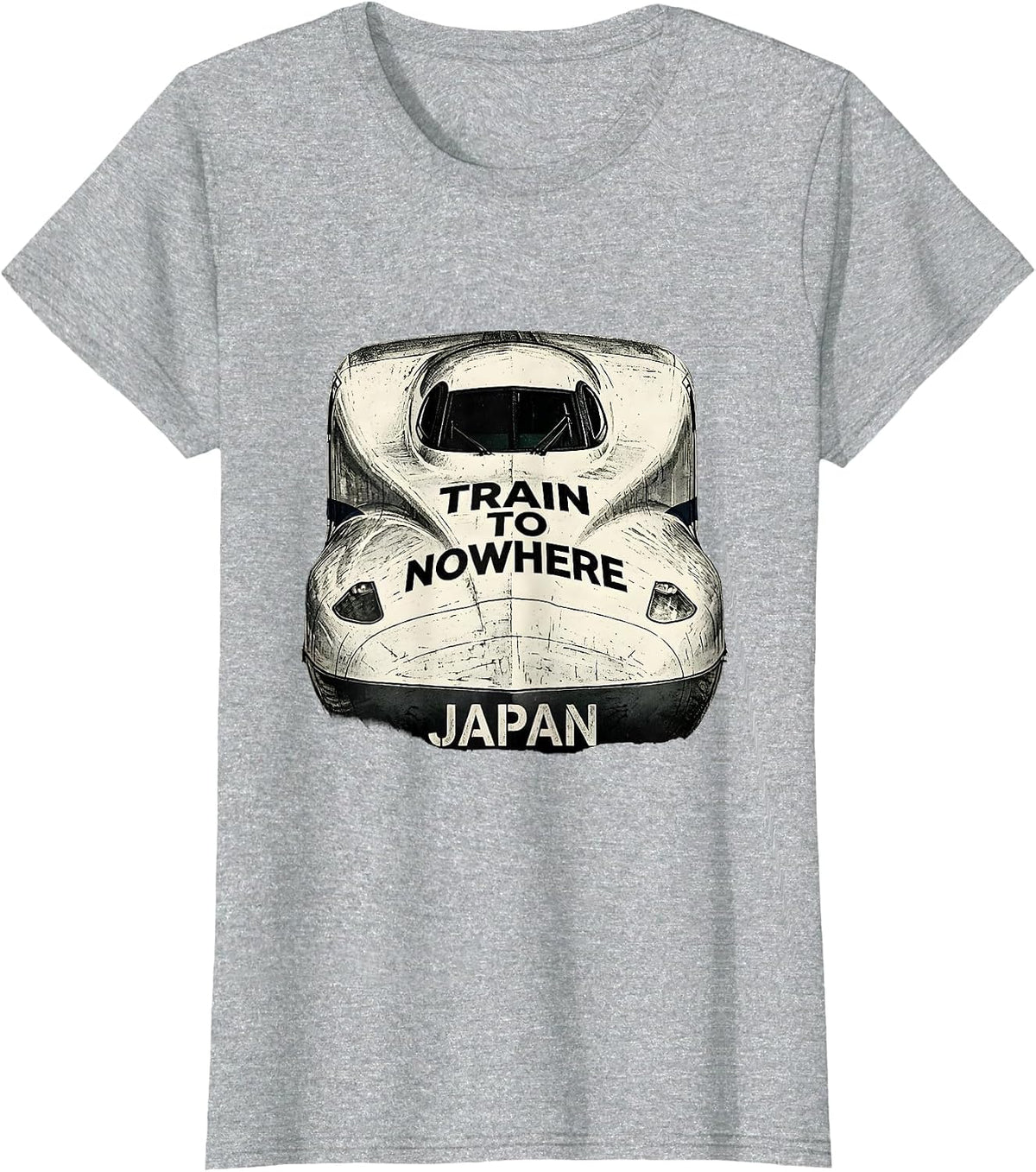 Train to Nowhere Japan Vintage Travel Design T-Shirt - Heather Grey