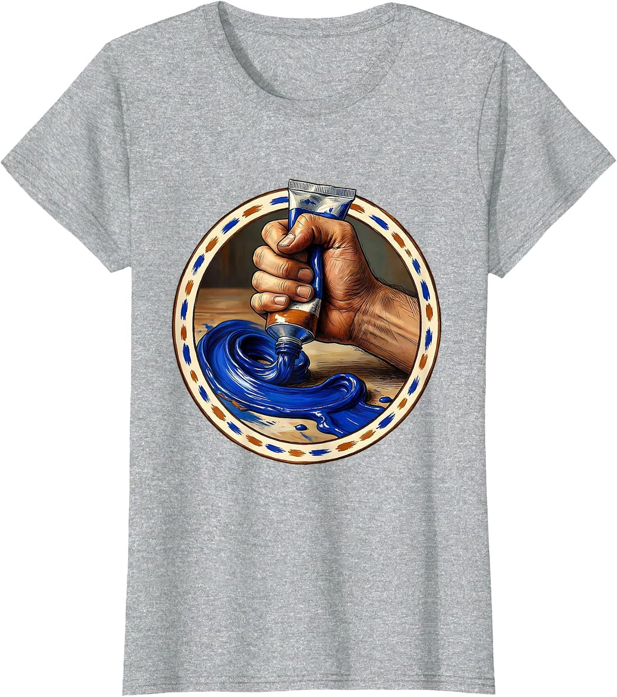 Women's Art Teacher Paint Tube Squeeze Canvas Graphic T-Shirt - Heather Grey