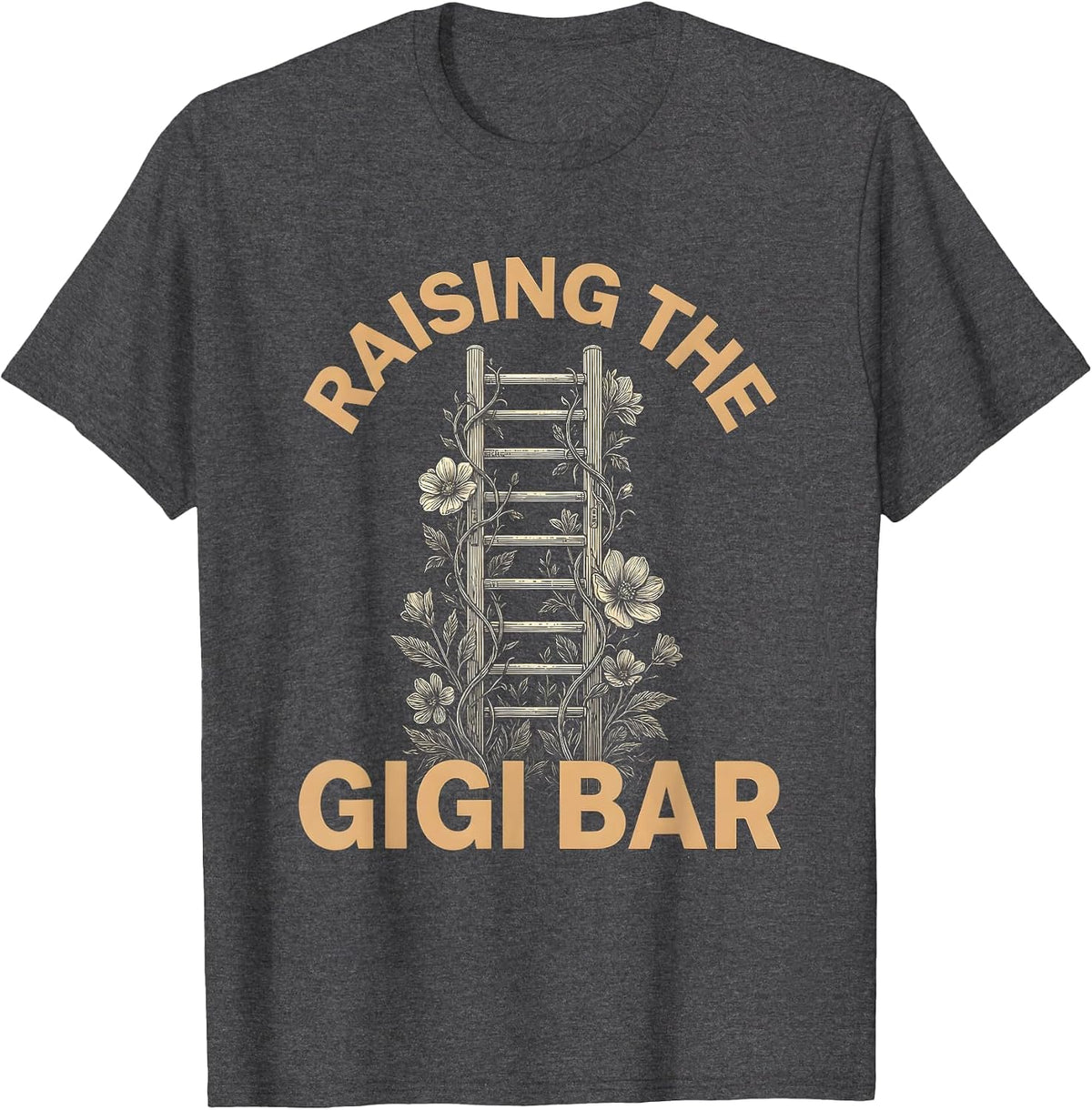 Raising the Gigi Bar Grandma Pride Design T-Shirt - Dark Heather Grey