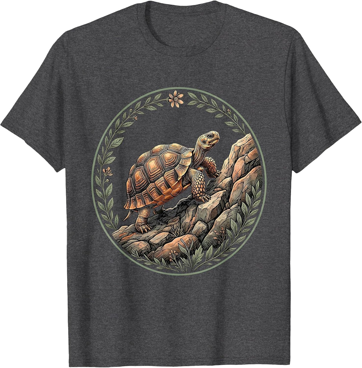Men's Tortoise Climbing Rocky Hill Illustration T-Shirt - Dark Heather Grey