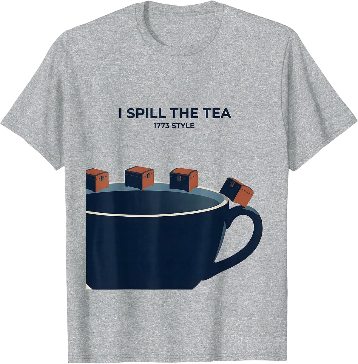 Men's I Spill The Tea, 1773 Style Funny History Teacher 4th T-Shirt - Heather Grey