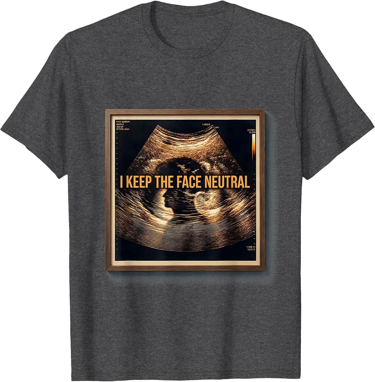 Men's I Keep The Face Neutral Generative Plotter Mammography Tech T-Shirt - Dark Heather Grey