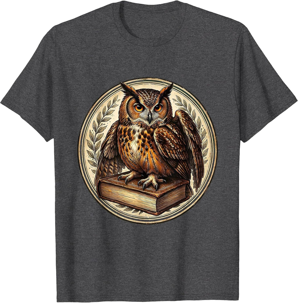 Men's Owl on Dictionary English Teacher Gift T-Shirt - Dark Heather Grey