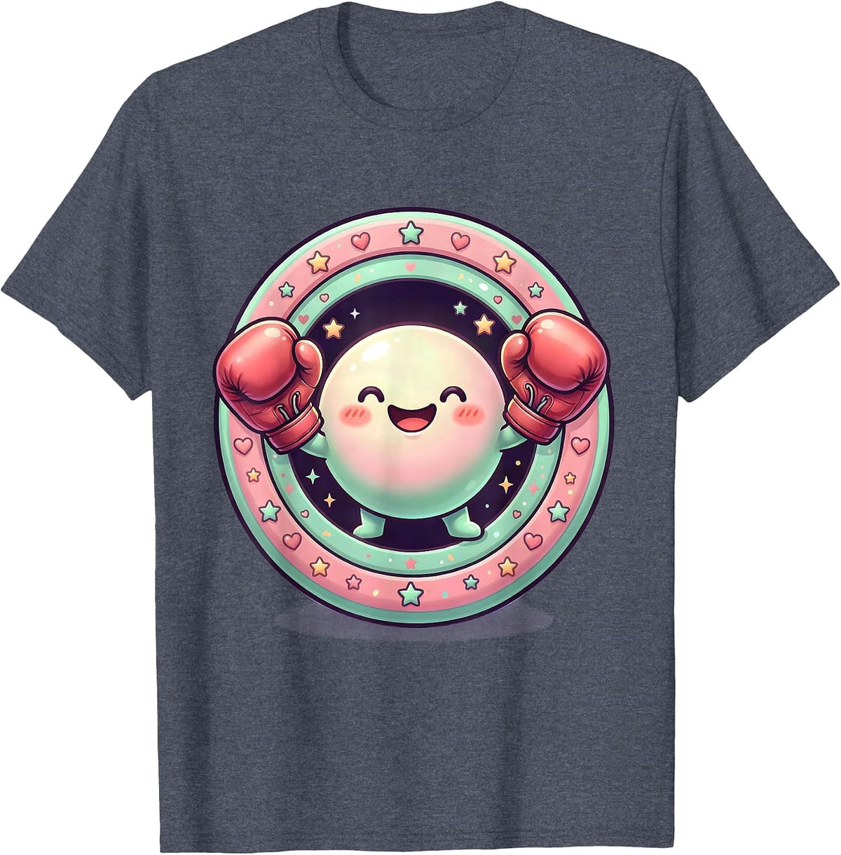 Dot Boy Boxing Gloves Raised Graphic Tee T-Shirt - Heather Blue