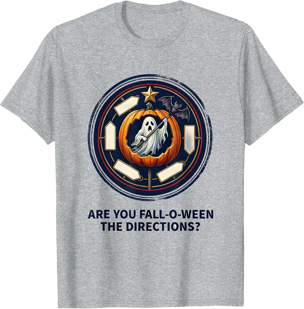 Men's Are You Fall-O-Ween The Directions Playful Teacher Halloween T-Shirt - Heather Grey