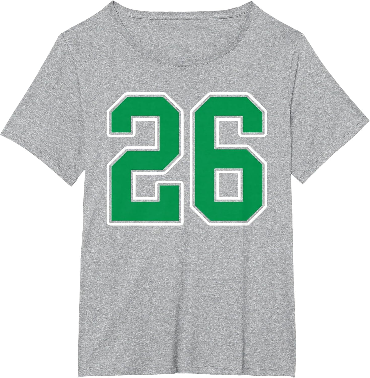 Kelly Green White Number 26 Jersey Player Uniform #26 T-Shirt - Heather Grey