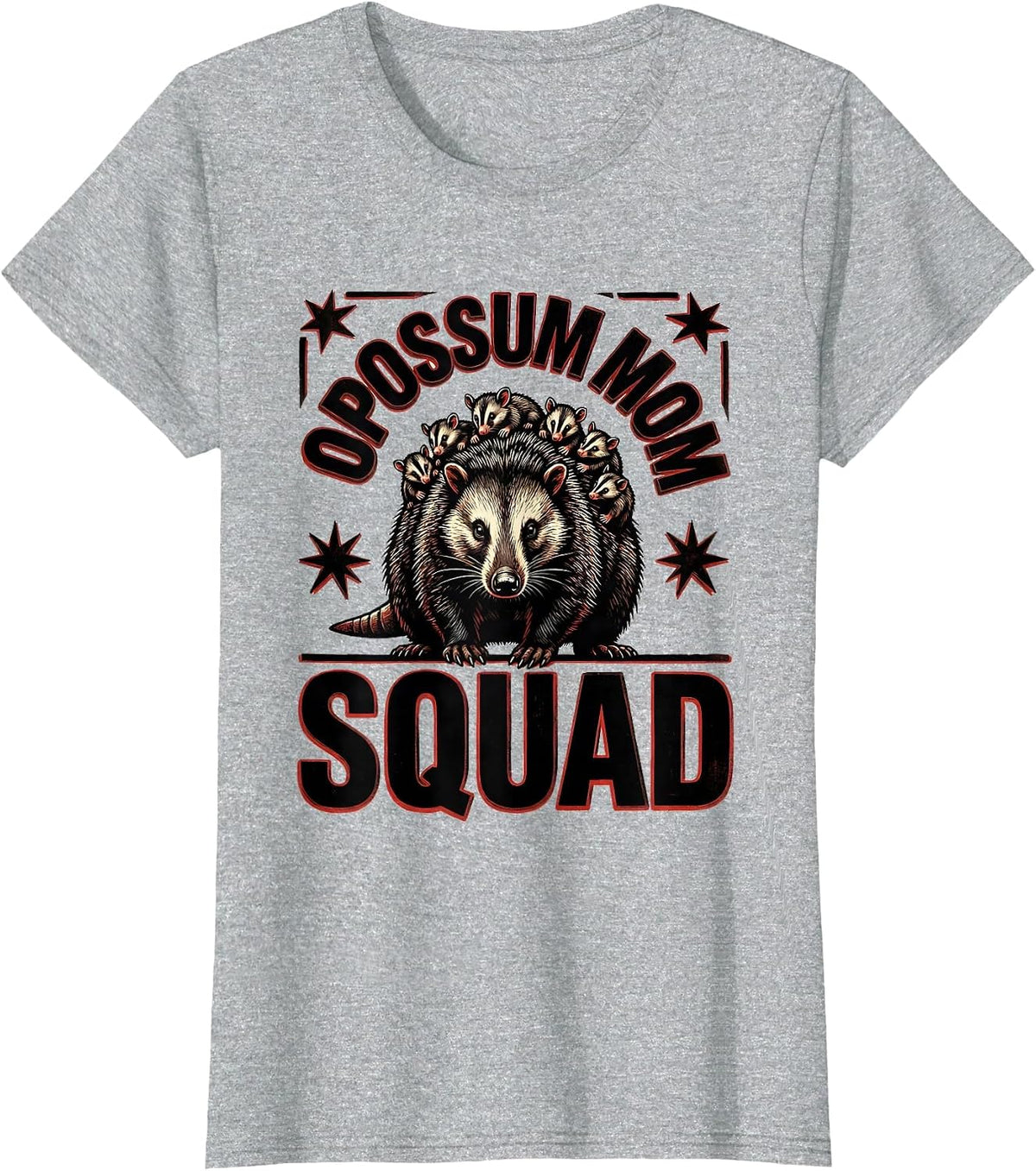 Opossum Mom Squad Wildlife Lover Design T-Shirt - Heather Grey