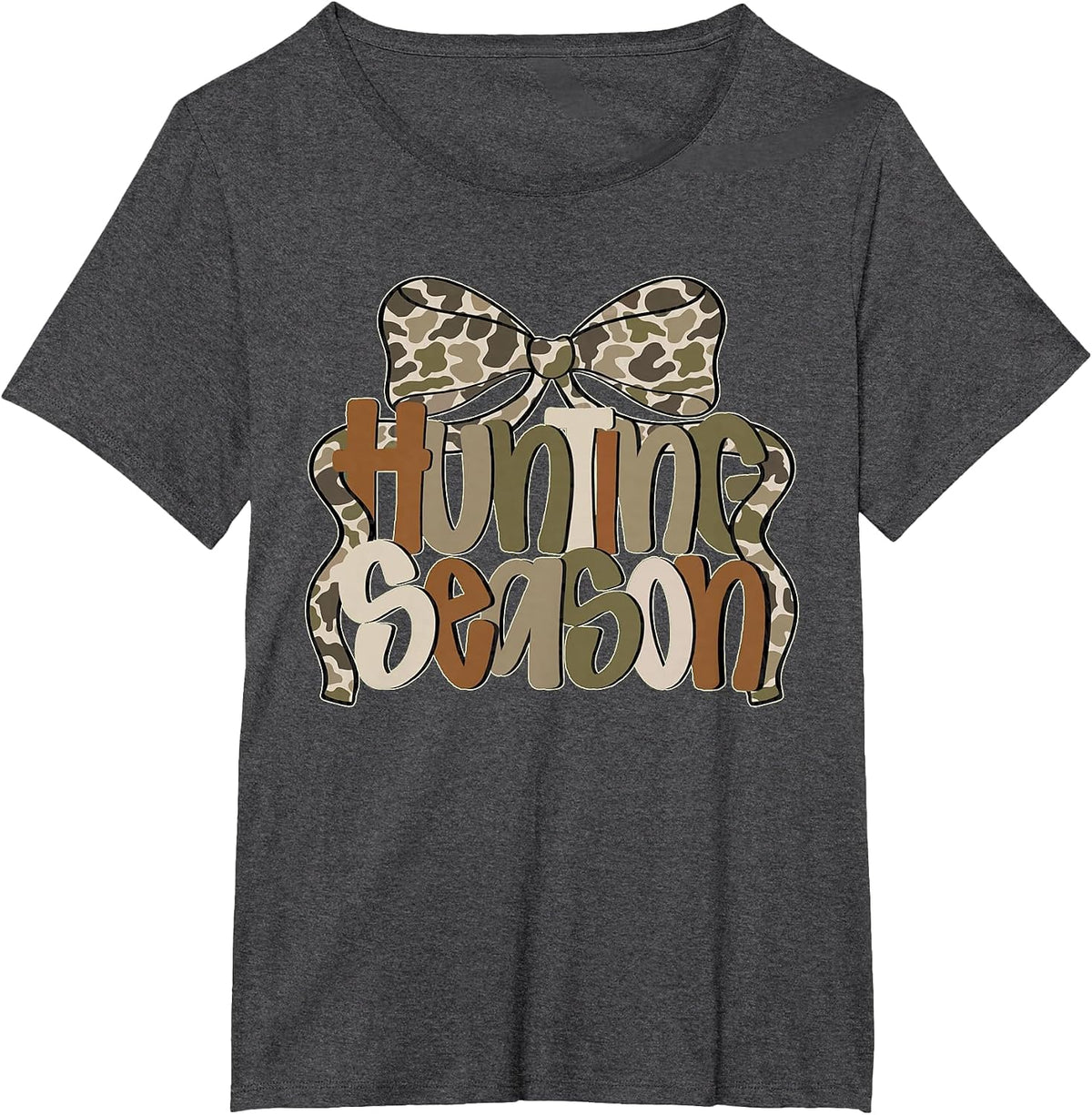 Camo Coquette Bow Hunting Season Camo Hunt Women Mom Mama T-Shirt - Dark Heather Grey