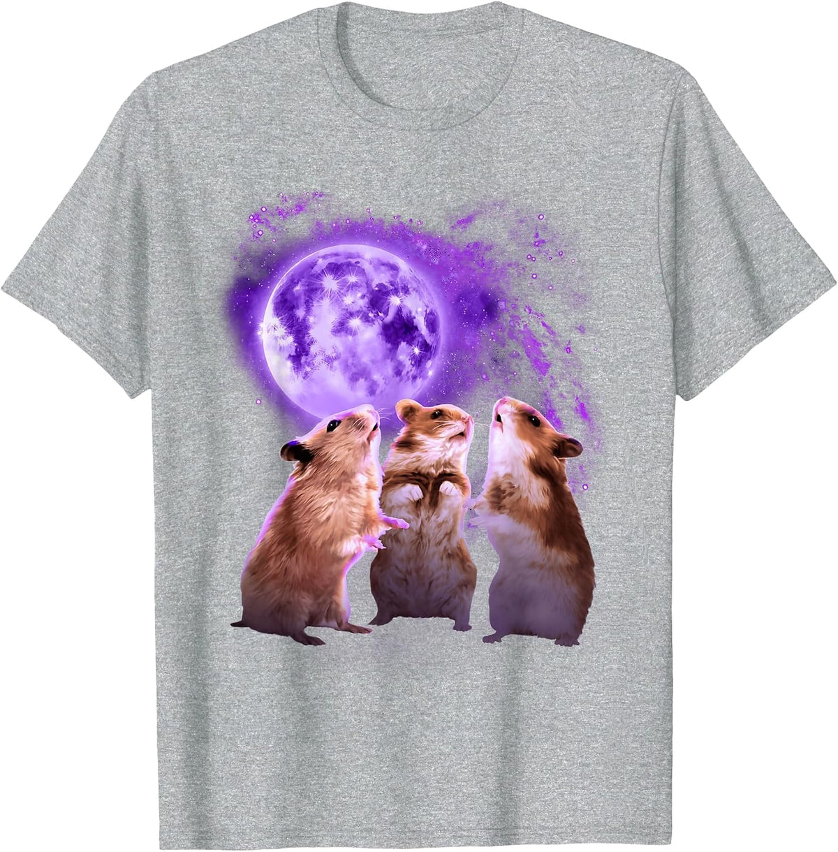 Hamsters Howling at the Moon Shirt - Funny Hamster T-Shirt - Heather Grey