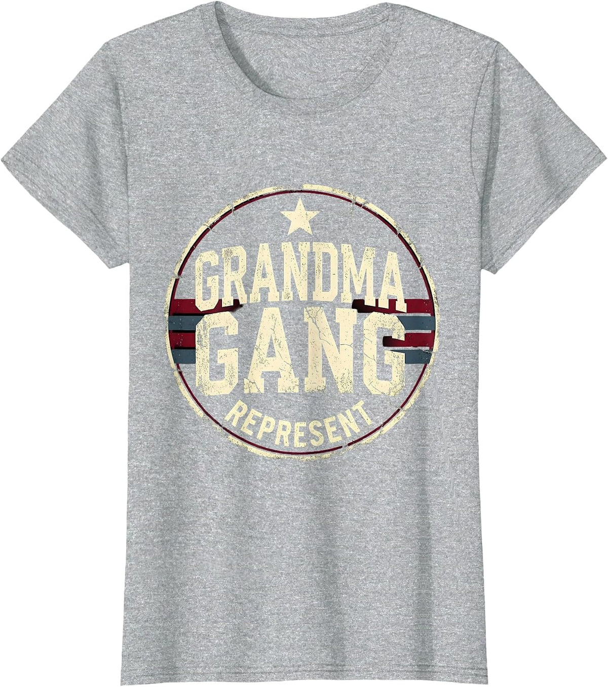 Grandma Gang Represent Grandma Crew Design T-Shirt - Heather Grey