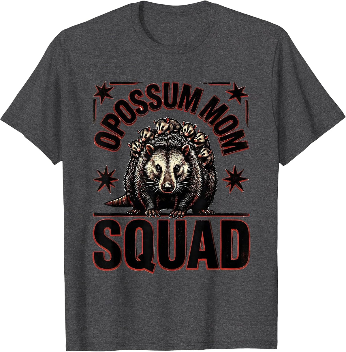 Opossum Mom Squad Wildlife Lover Design T-Shirt - Dark Heather Grey