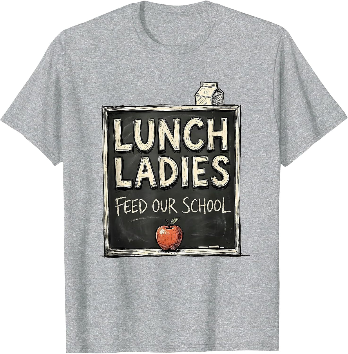 Men's Lunch Ladies Feed Our School Cute Cafeteria Worker Back T-Shirt - Heather Grey