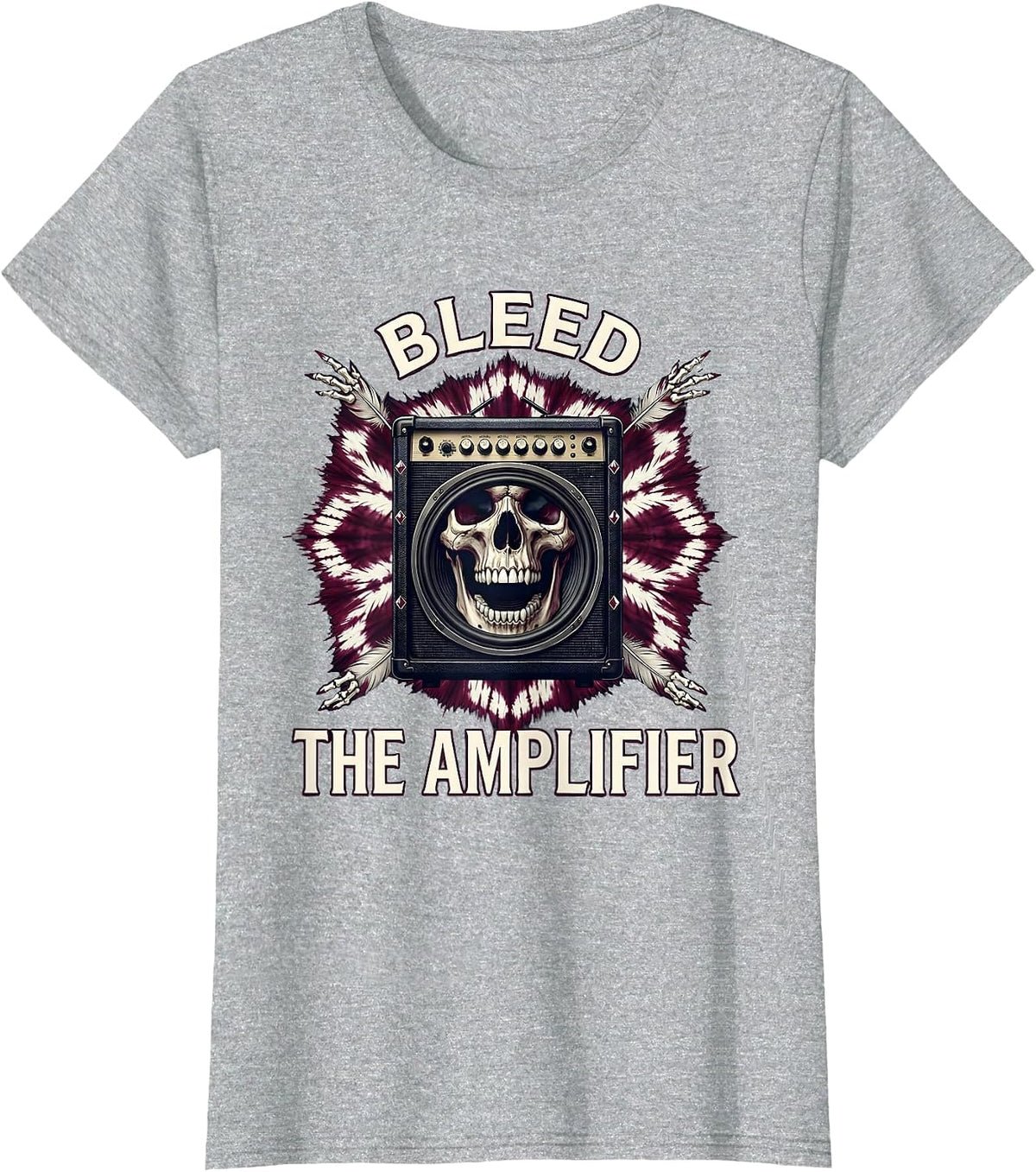 Bleed the Amplifier Metal Band Graphic Design T-Shirt - Heather Grey