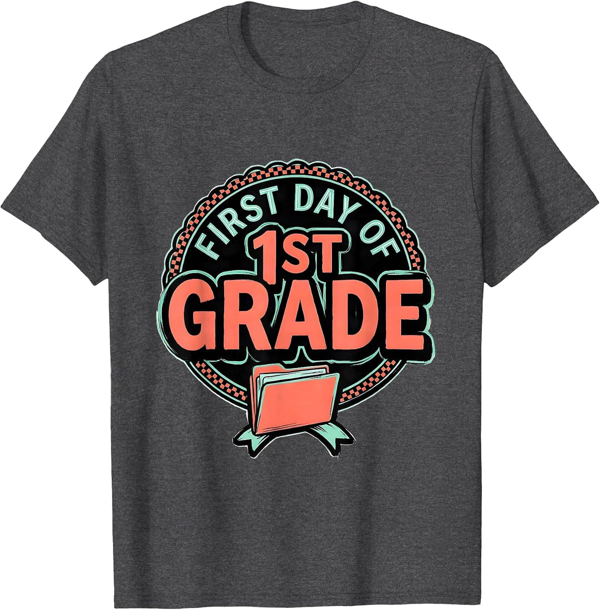 Men's First Day Of 1st Grade Cute Girly Back To School Teacher T-Shirt - Dark Heather Grey