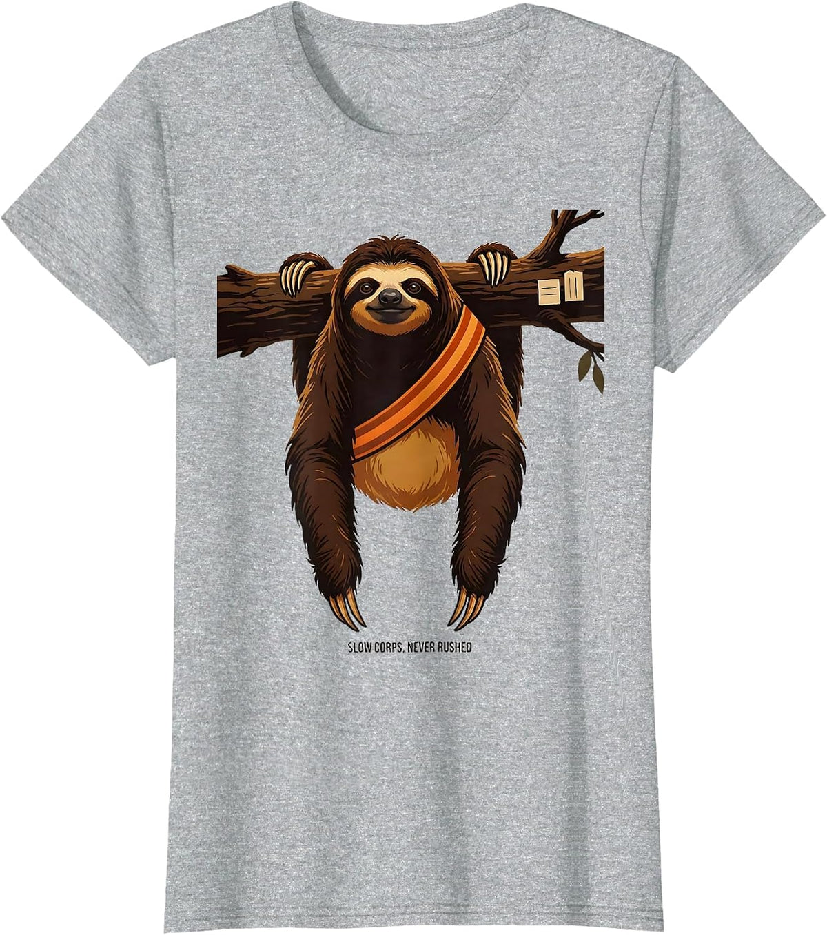 Women's Slow Corps Never Rushed Funny Sloth Lover Gift T-Shirt - Heather Grey