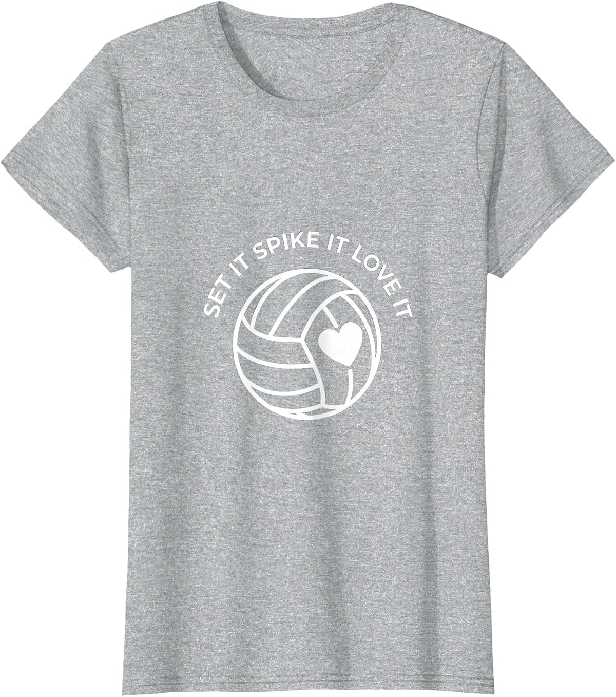 Set It Spike It Love It Volleyball Mom Design T-Shirt - Heather Grey