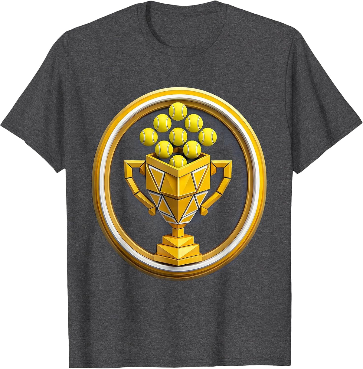 Tennis Trophy Cup Overflowing With Tennis Balls T-Shirt - Dark Heather Grey