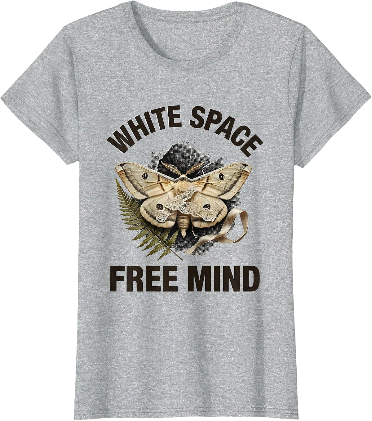 Women's White Space Free Mind Freedom Graphic Design T-Shirt - Heather Grey