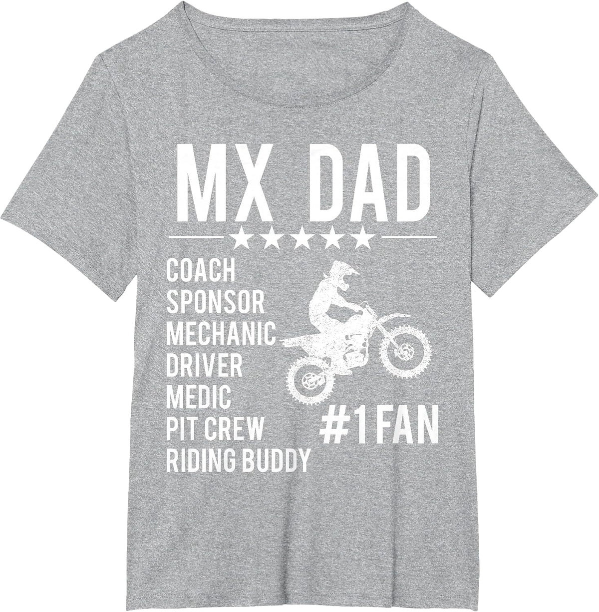 Funny Motocross MX Dad #1 Fan Dirt Bike Coach Sponsor Braaap T-Shirt - Heather Grey