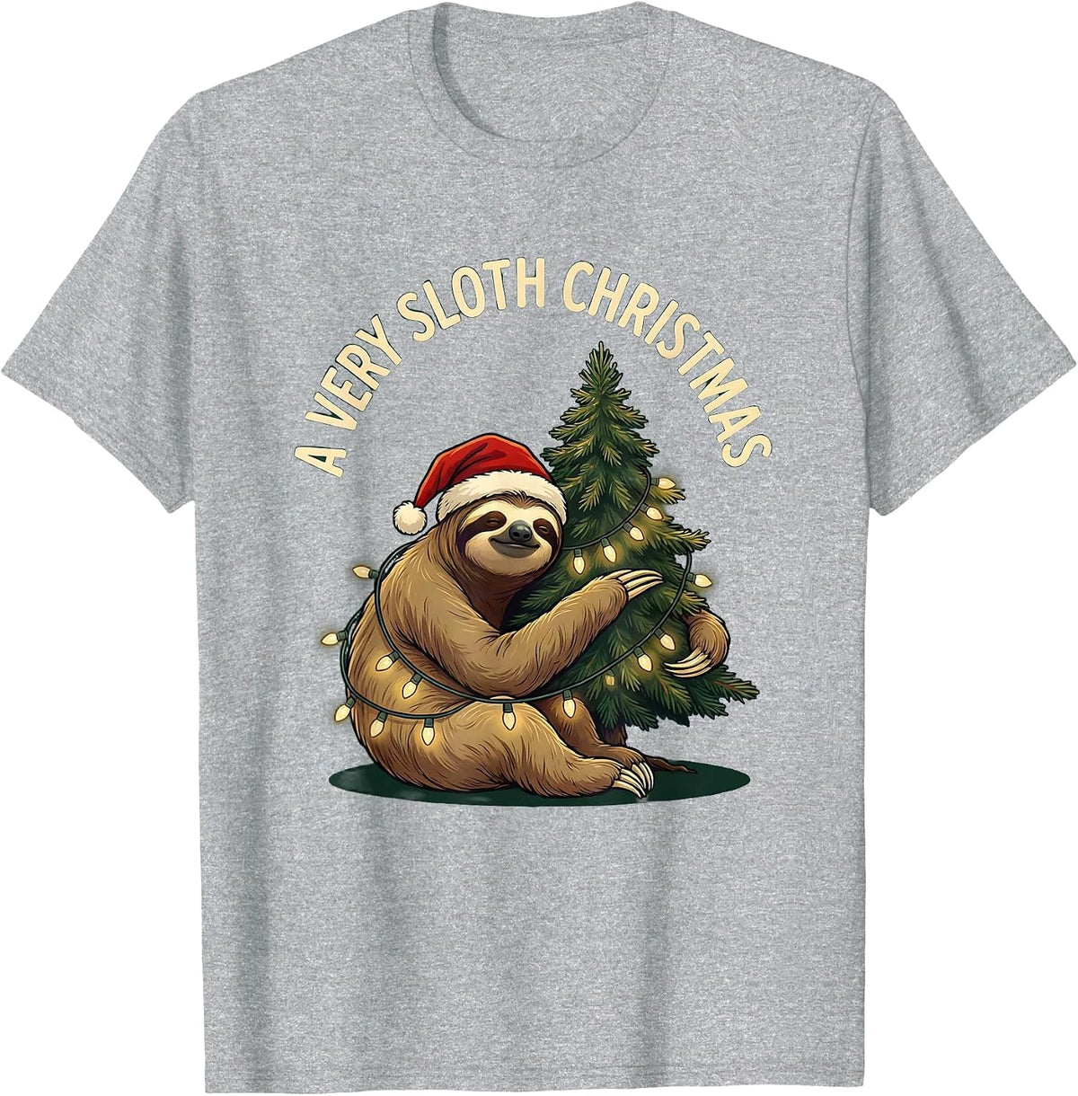 Men's A Very Sloth Christmas Funny Sloth Lover Holiday Pajama Gift T-Shirt - Heather Grey