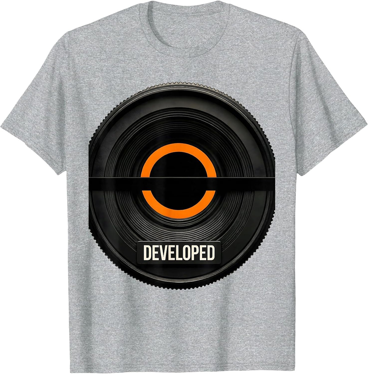 Men's Developed Brutalist Graphic Photography Hobbyist Camera T-Shirt - Heather Grey