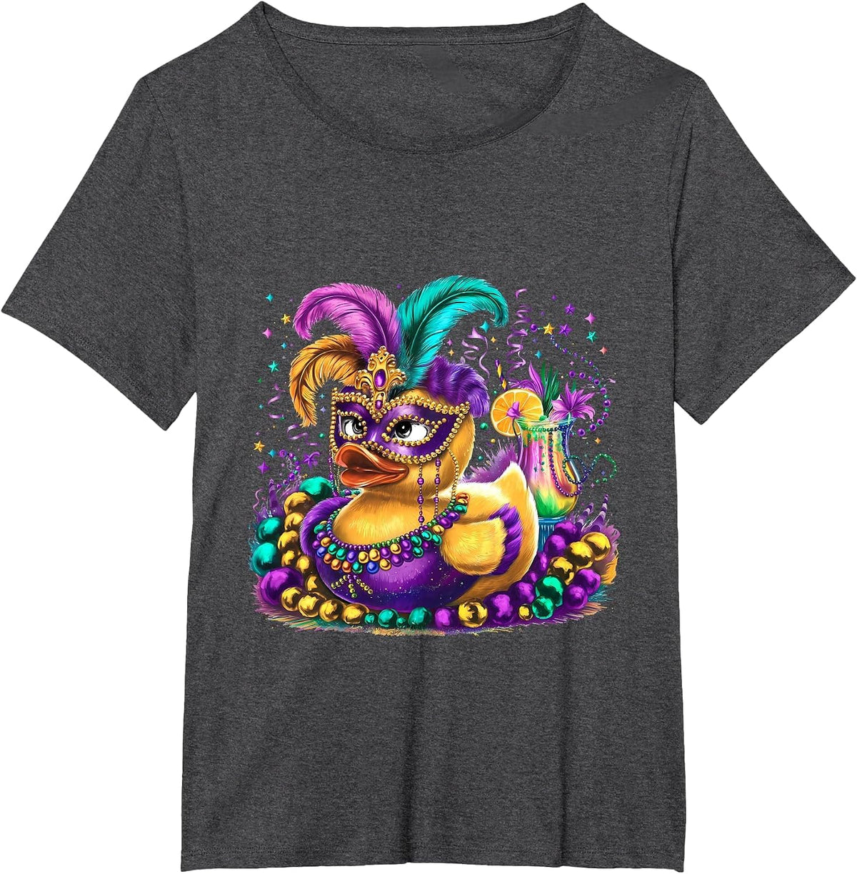 Mardi Gras Rubber Duck Costume Carnival Funny Mardi Gras T-Shirt - Dark Heather Grey