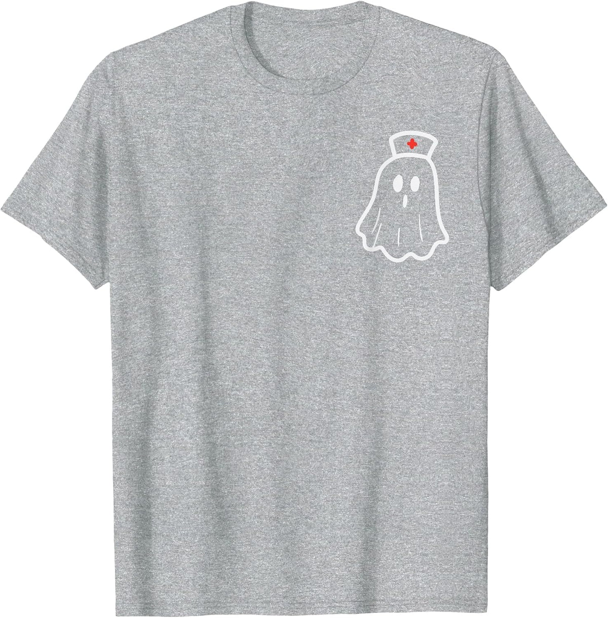 Ghost Nurse Halloween Costume Retro Fall Scrub Top Women T-Shirt - Heather Grey
