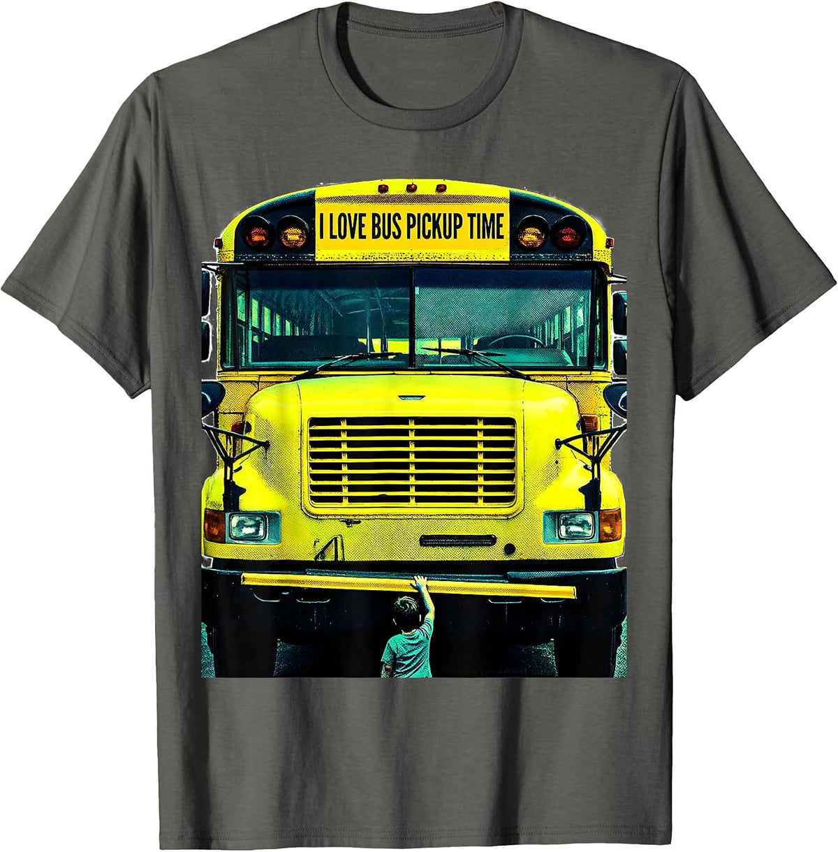 Men's I Love Bus Pickup Time Funny School Bus Driver Gift T-Shirt - Asphalt Grey