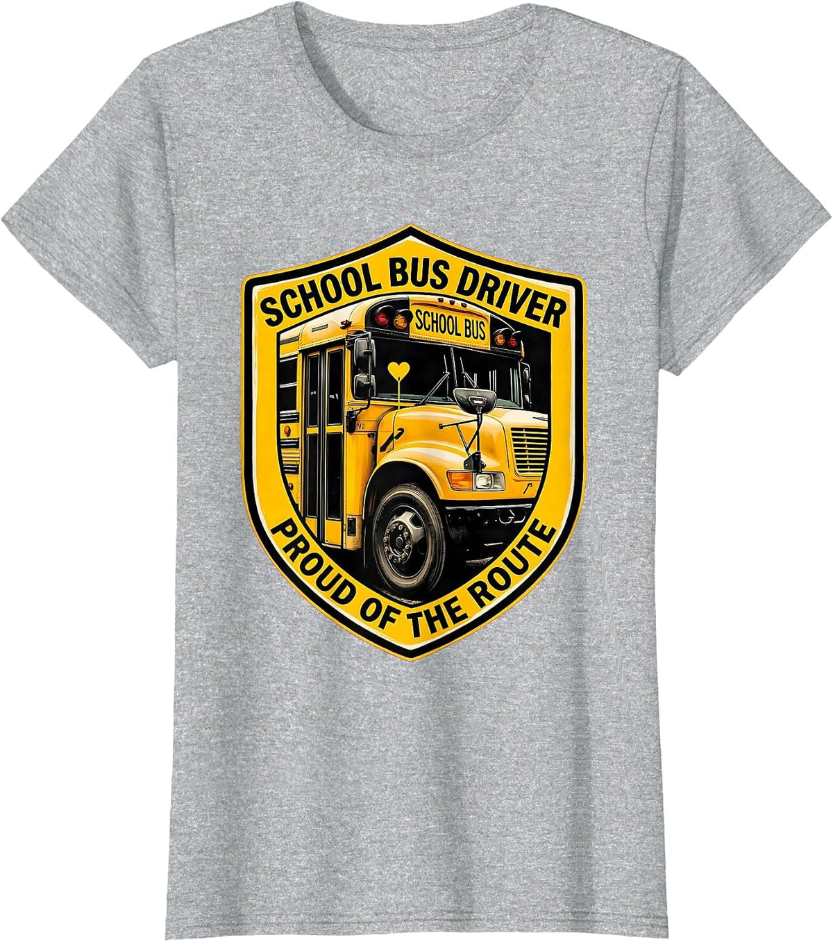 School Bus Driver Proud Of The Route Funny Transportation T-Shirt - Heather Grey