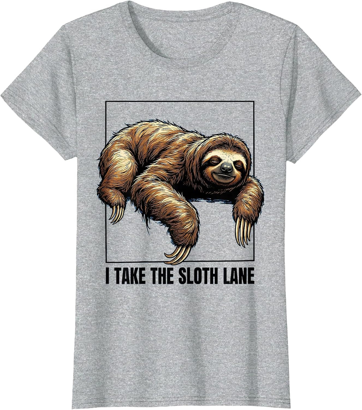 I Take The Sloth Lane Funny Sloth Lover Humor Graphic T-Shirt - Heather Grey