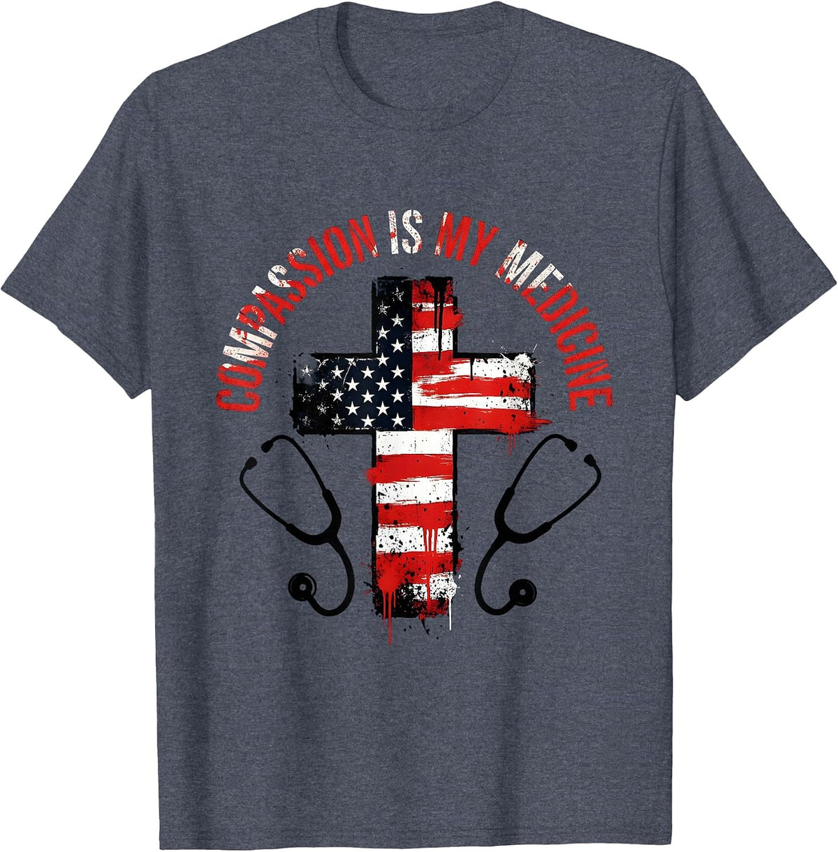 Compassion Is My Medicine Oncology Nurse Design T-Shirt - Heather Blue