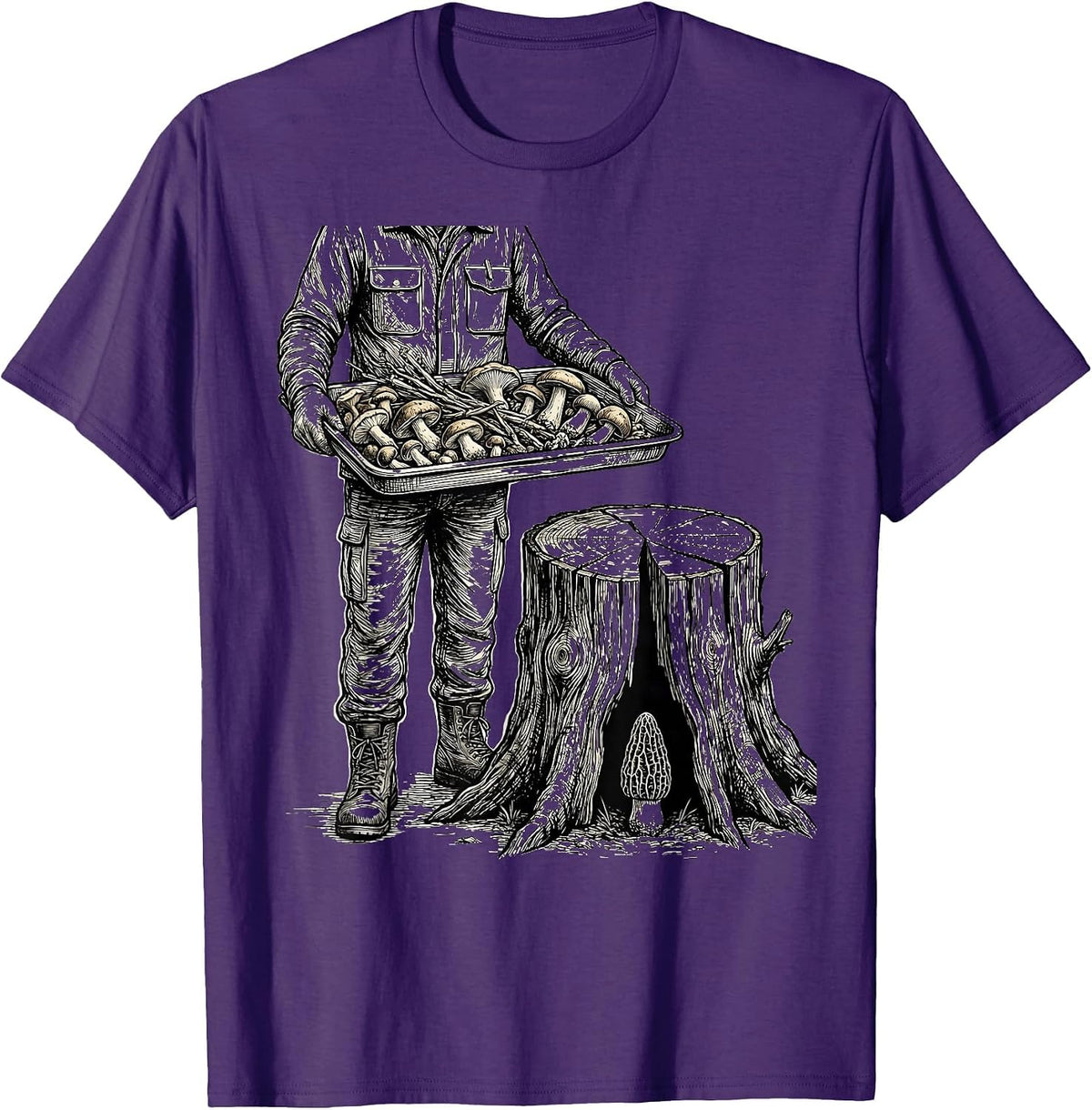 Men's Forager Mushroom Hunting Morel Hunter Humor Gift T-Shirt - Purple