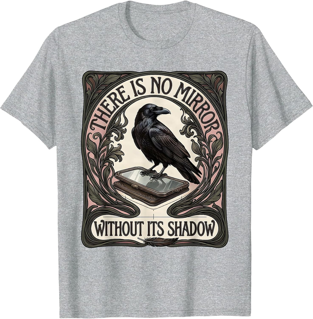 Men's There Is No Mirror Without Its Shadow Art Nouveau Edgar T-Shirt - Heather Grey