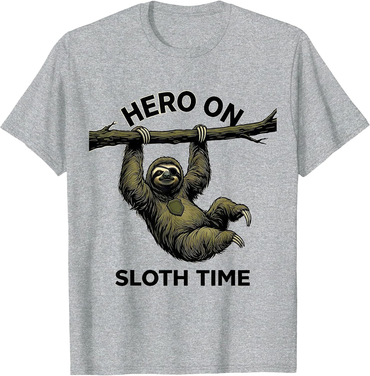 Men's Hero On Sloth Time Funny Sloth Lover Gift Casual Humor T-Shirt - Heather Grey