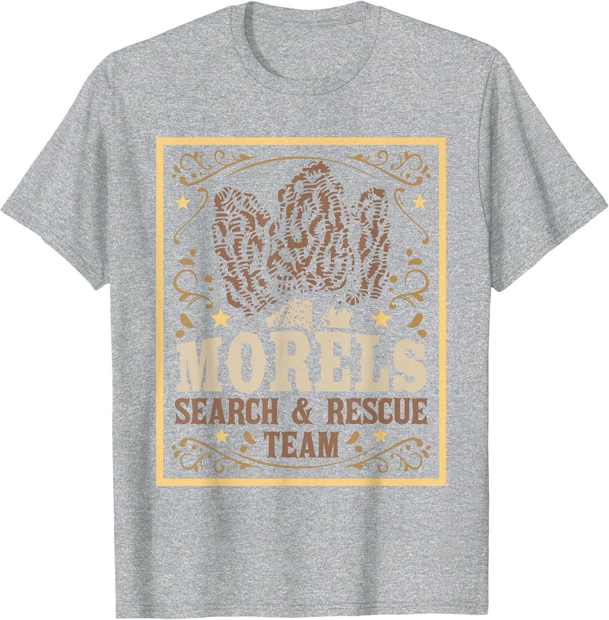 Morel Search Rescue Team - Mushroom Hunting Mushroom Hunter T-Shirt - Heather Grey