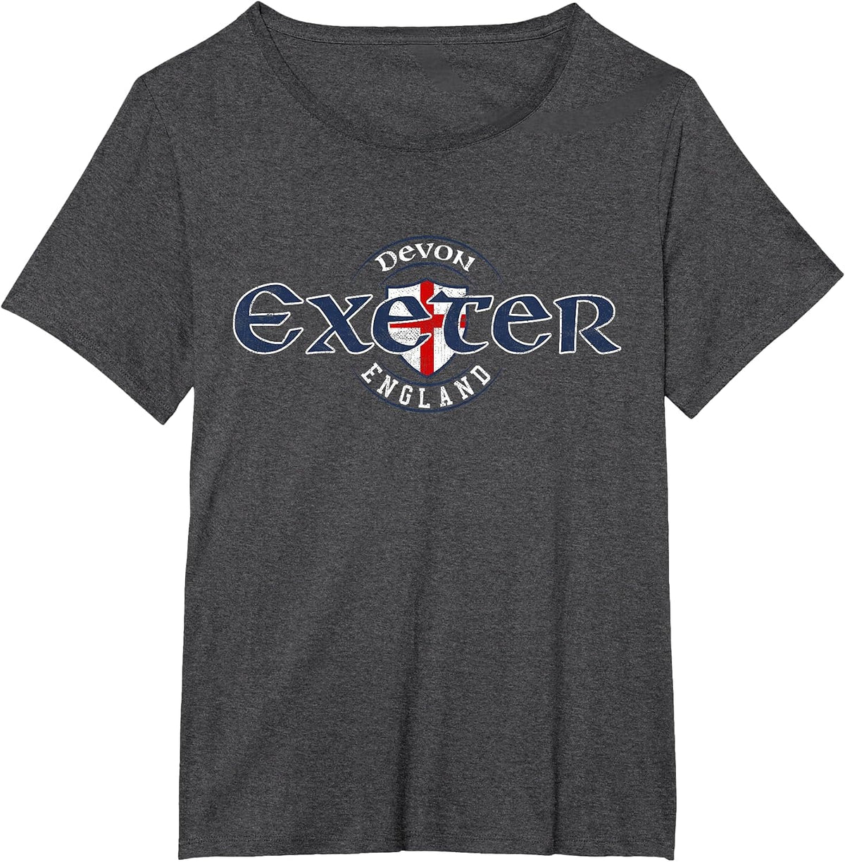 Exeter Devon England English Flag T-Shirt - Dark Heather Grey