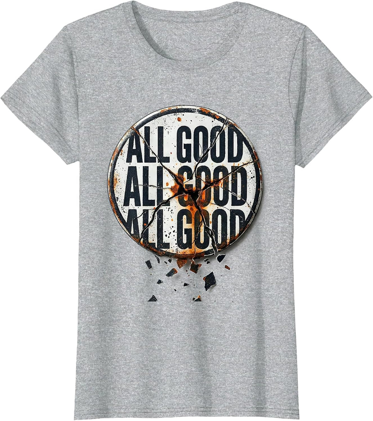 Women's All Good All Good All Good Distressed Chaos Coordinator T-Shirt - Heather Grey