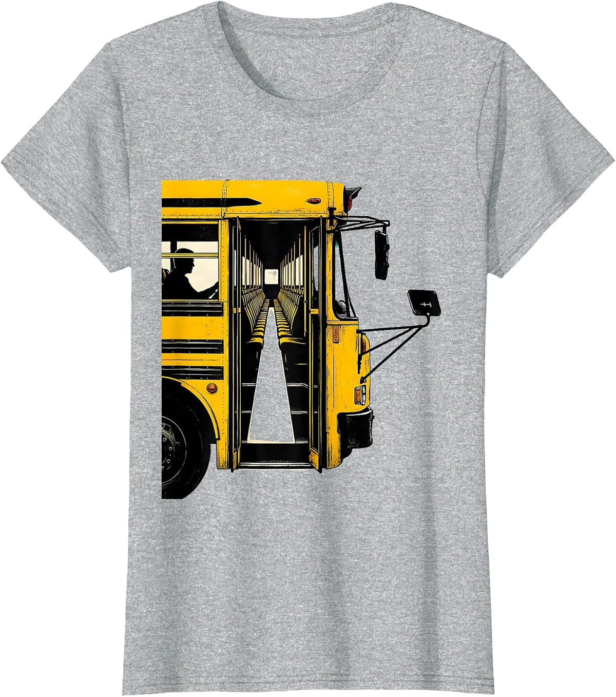 Women's School Bus Driver Appreciation Stencil Graphic Humor T-Shirt - Heather Grey